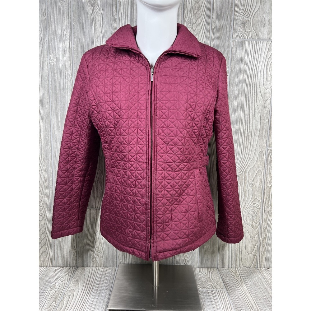FS Limited Maroon Lined Quilted Embroidered‎ Jacket Adjustable Womens SZ L